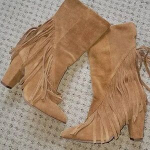 Splendid Camron Fringe Boot (Women) Oat Suede